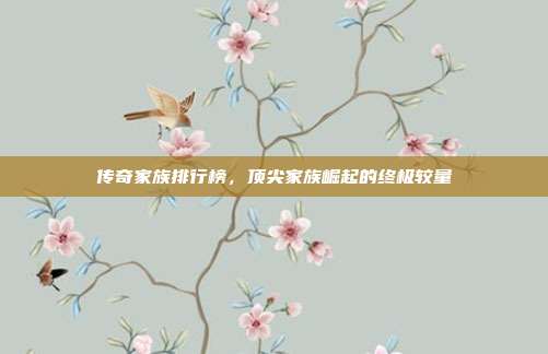 传奇家族排行榜，顶尖家族崛起的终极较量