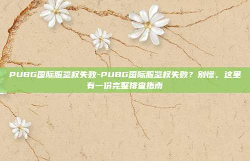 PUBG国际服鉴权失败-PUBG国际服鉴权失败？别慌，这里有一份完整排查指南