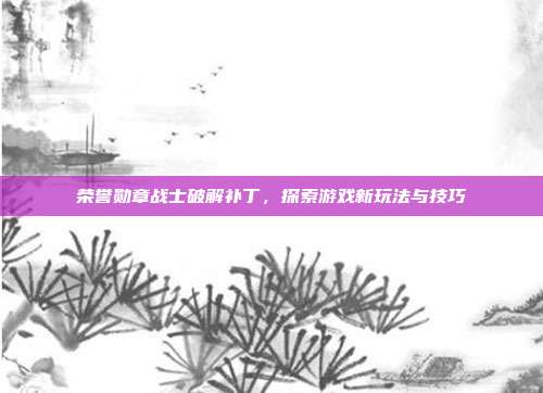 荣誉勋章战士破解补丁,探索游戏新玩法与技巧