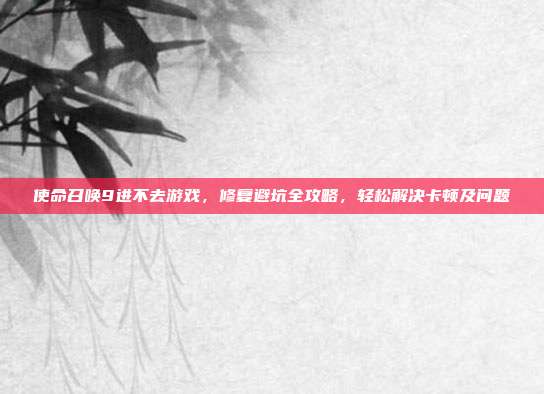 使命召唤9进不去游戏，修复避坑全攻略，轻松解决卡顿及问题