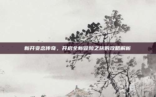 新开变态传奇,开启全新冒险之旅的攻略解析