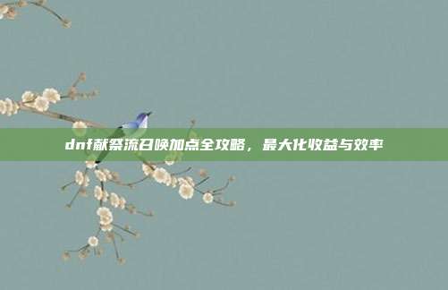 dnf献祭流召唤加点全攻略,最大化收益与效率