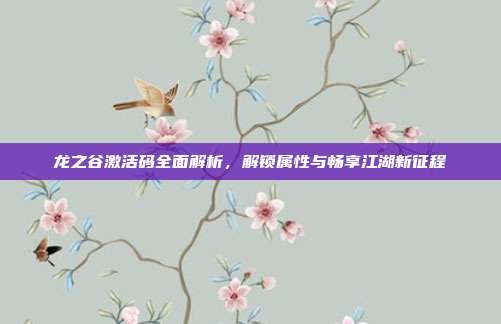龙之谷激活码全面解析,解锁属性与畅享江湖新征程