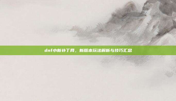 dnf小新补丁网,新版本玩法解析与技巧汇总