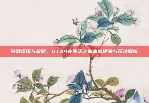 游戏资讯与攻略,GTA4夜生活之曲高效通关与玩法解析