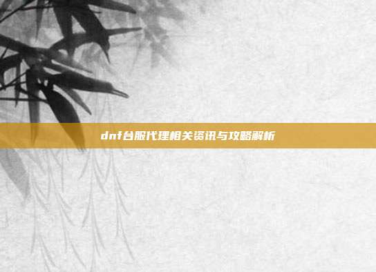 dnf台服代理相关资讯与攻略解析