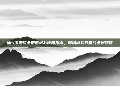 仙5激活码全面解析与使用指南,解锁游戏升级的全新路径