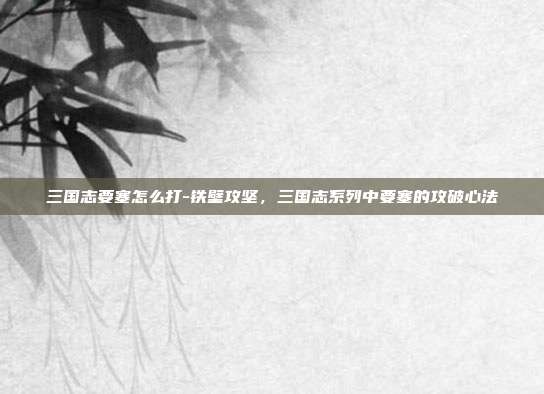 三国志要塞怎么打-铁壁攻坚,三国志系列中要塞的攻破心法