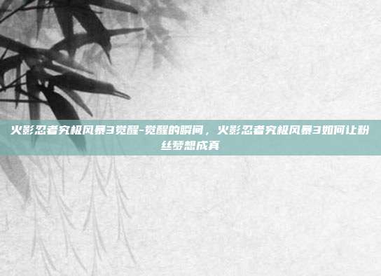 火影忍者究极风暴3觉醒-觉醒的瞬间,火影忍者究极风暴3如何让粉丝梦想成真