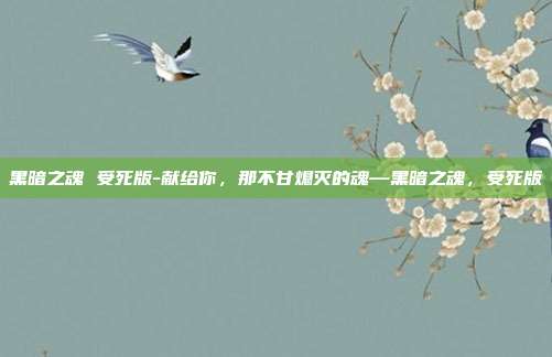 黑暗之魂 受死版-献给你，那不甘熄灭的魂—黑暗之魂，受死版