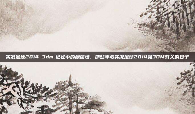 实况足球2014 3dm-记忆中的绿茵场,那些年与实况足球2014和3DM有关的日子