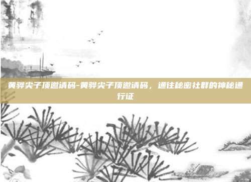 黄骅尖子顶邀请码-黄骅尖子顶邀请码，通往秘密社群的神秘通行证