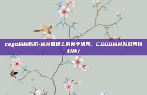csgo柏林贴纸-柏林围墙上的数字涂鸦,CSGO柏林贴纸何以封神?