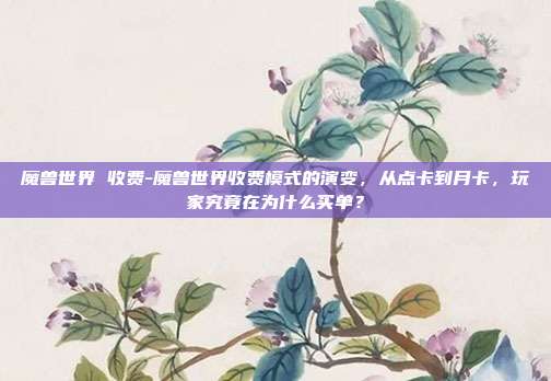魔兽世界 收费-魔兽世界收费模式的演变,从点卡到月卡,玩家究竟在为什么买单?