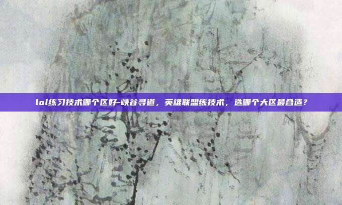 lol练习技术哪个区好-峡谷寻道,英雄联盟练技术,选哪个大区最合适?