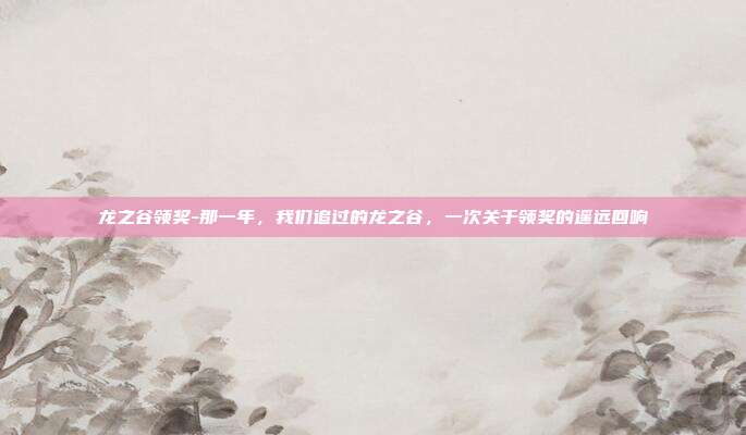 龙之谷领奖-那一年,我们追过的龙之谷,一次关于领奖的遥远回响