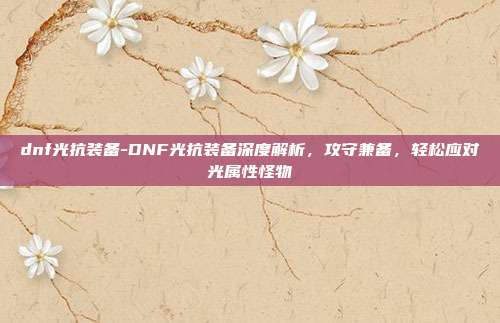 dnf光抗装备-DNF光抗装备深度解析,攻守兼备,轻松应对光属性怪物