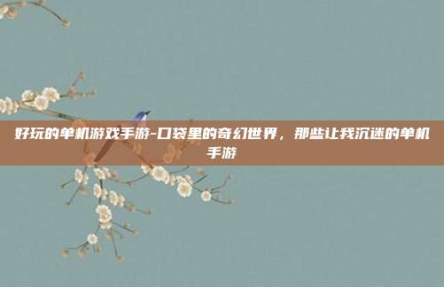 好玩的单机游戏手游-口袋里的奇幻世界，那些让我沉迷的单机手游