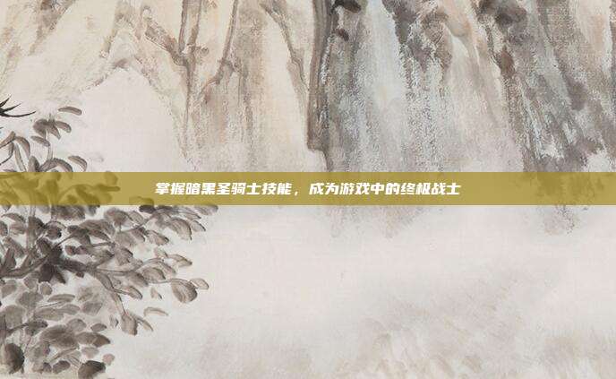 掌握暗黑圣骑士技能，成为游戏中的终极战士