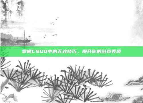 掌握CSGO中的无效技巧，提升你的游戏表现