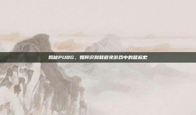 揭秘PUBG，如何识别和避免游戏中的鼠标宏