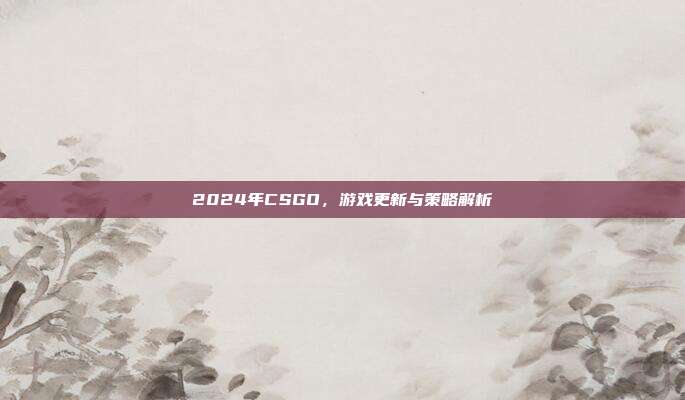 2024年CSGO,游戏更新与策略解析