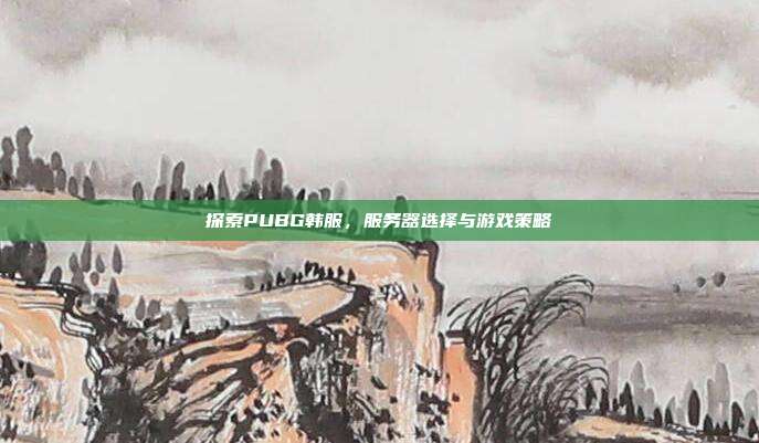 探索PUBG韩服，服务器选择与游戏策略