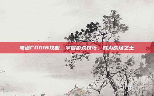 联通COD16攻略,掌握游戏技巧,成为战场之王