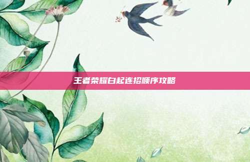 王者荣耀白起连招顺序攻略