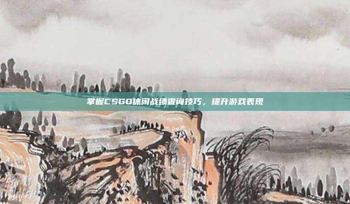 掌握CSGO休闲战绩查询技巧，提升游戏表现