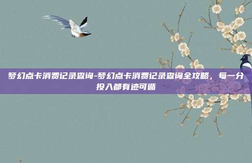 梦幻点卡消费记录查询-梦幻点卡消费记录查询全攻略，每一分投入都有迹可循