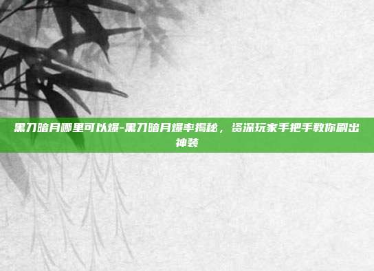 黑刀暗月哪里可以爆-黑刀暗月爆率揭秘，资深玩家手把手教你刷出神装