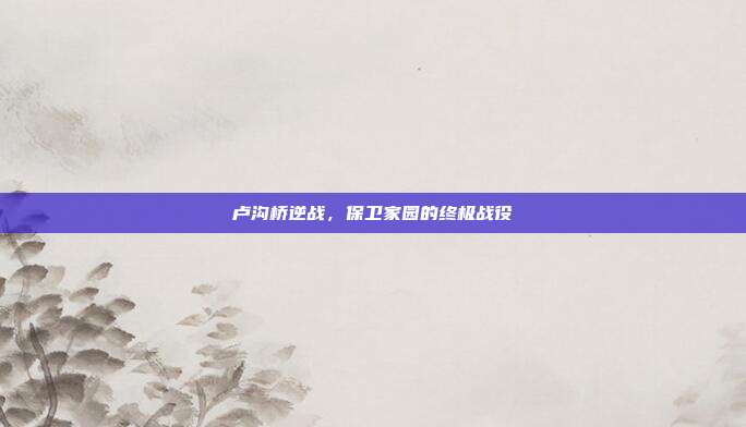 卢沟桥逆战，保卫家园的终极战役