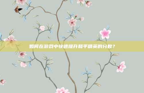 如何在游戏中快速提升和平精英的分数？