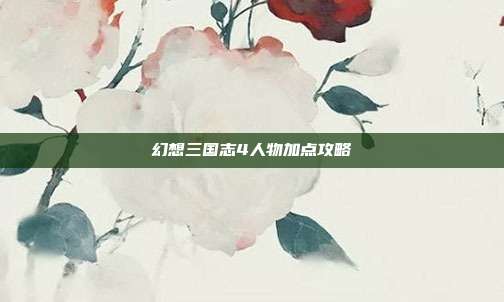 幻想三国志4人物加点攻略