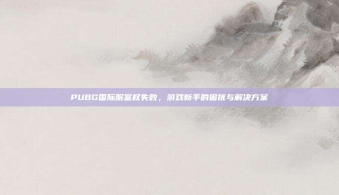 PUBG国际服鉴权失败,游戏新手的困扰与解决方案