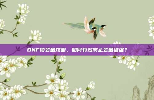 DNF锁装备攻略，如何有效防止装备被盗？