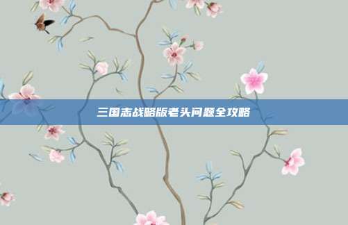 三国志战略版老头问题全攻略