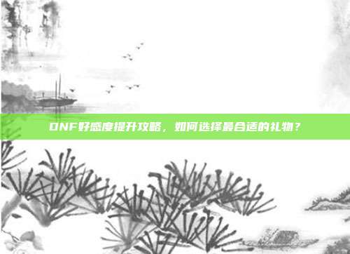 DNF好感度提升攻略，如何选择最合适的礼物？
