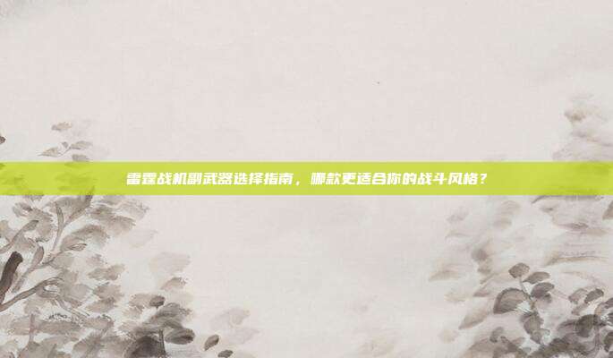 雷霆战机副武器选择指南，哪款更适合你的战斗风格？