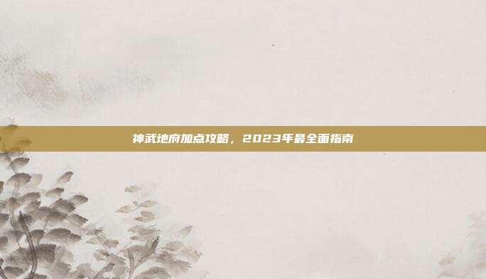 神武地府加点攻略，2023年最全面指南