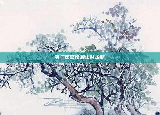 梦三国夏侯渊出装攻略