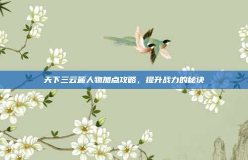 天下三云麓人物加点攻略，提升战力的秘诀