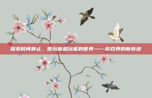 探索时间静止，想玩谁就玩谁的世界——游戏界的新奇迹