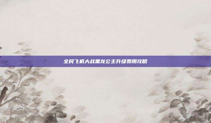 全民飞机大战黑龙公主升级费用攻略