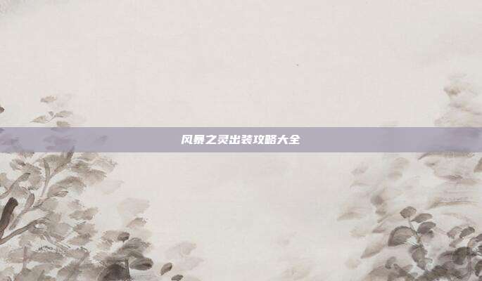 风暴之灵出装攻略大全