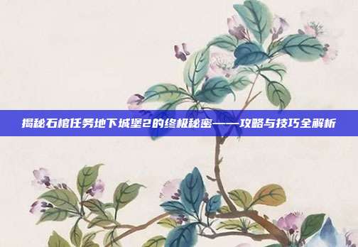 揭秘石棺任务地下城堡2的终极秘密——攻略与技巧全解析