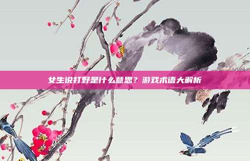 女生说打野是什么意思?游戏术语大解析