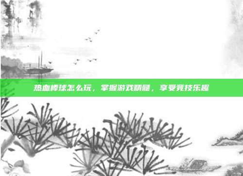 热血棒球怎么玩,掌握游戏精髓,享受竞技乐趣