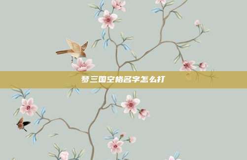 梦三国空格名字怎么打